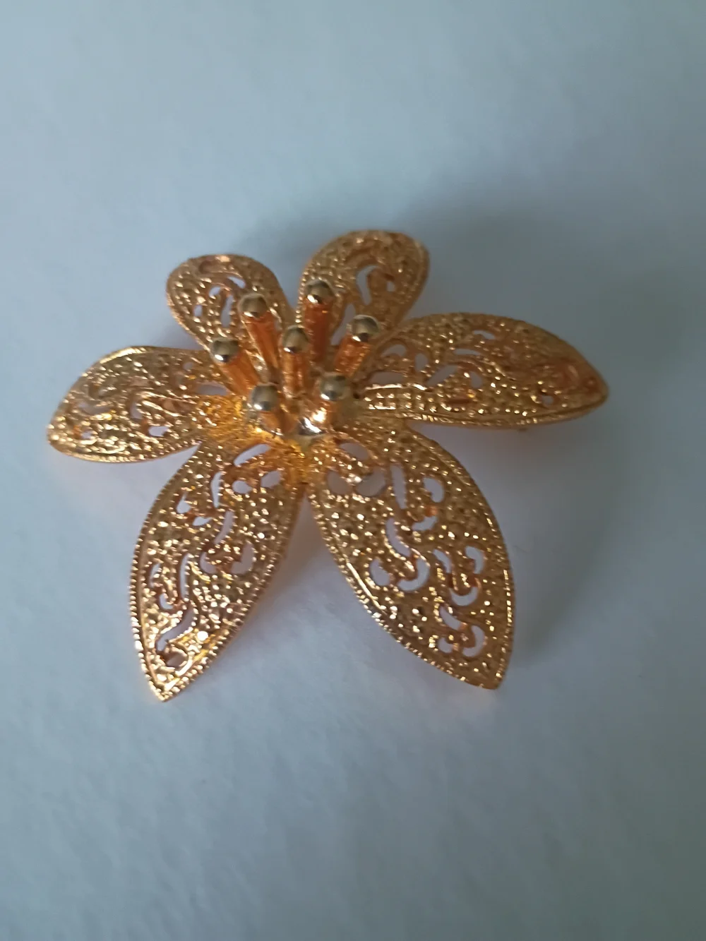 Gold Floral Filigree Statement Brooch - Women's Jewelry